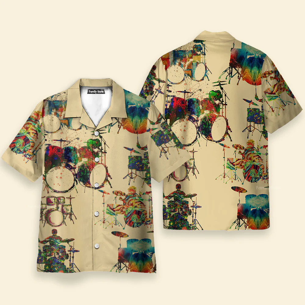 Drum Awesome Music Instrument - Hawaiian Shirt - Image 2