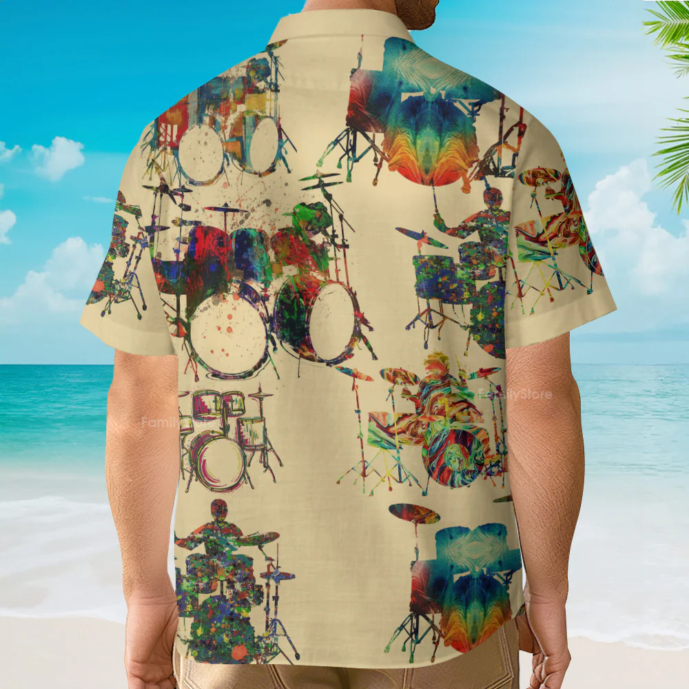 Drum Awesome Music Instrument - Hawaiian Shirt - Image 3