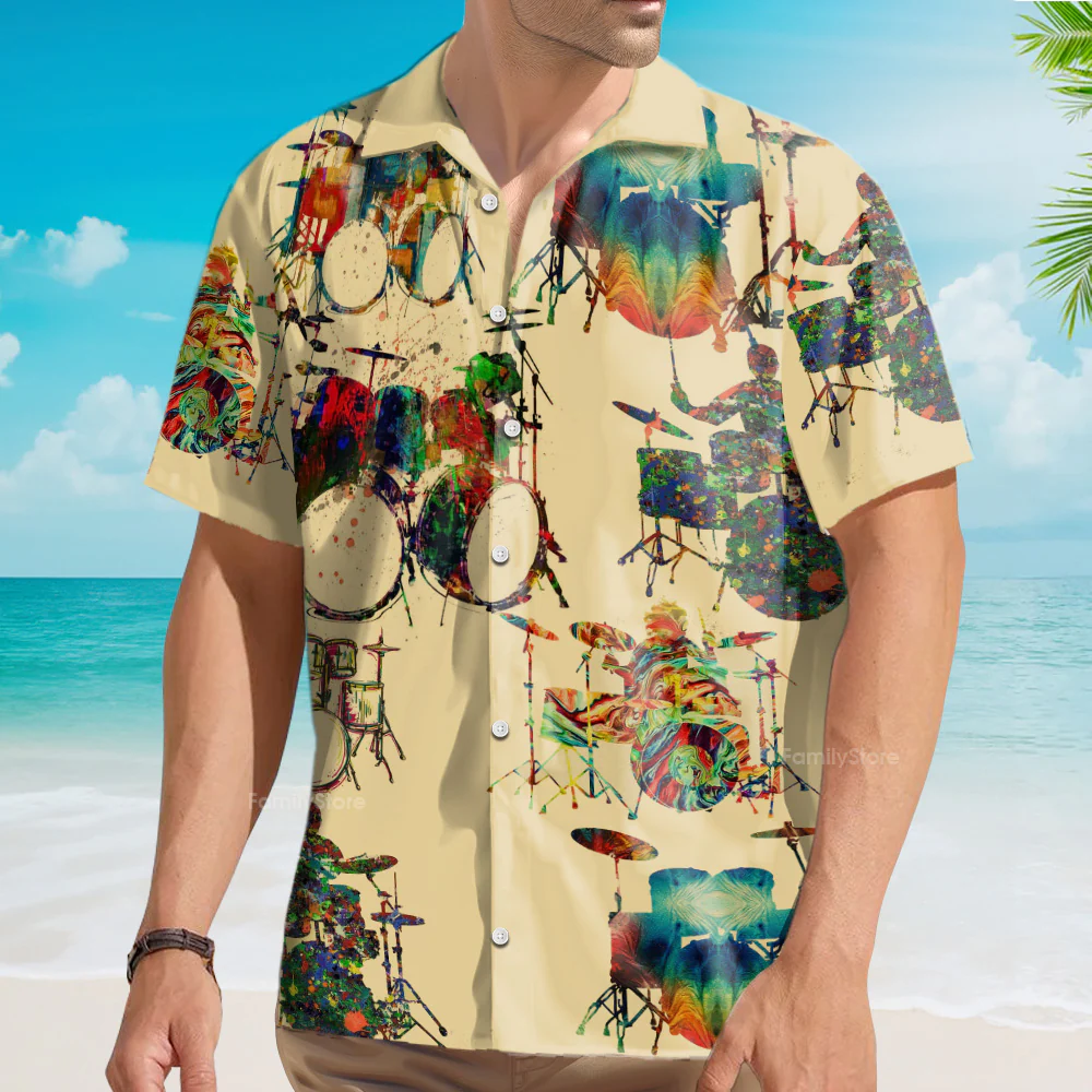 Drum Awesome Music Instrument - Hawaiian Shirt - Image 4