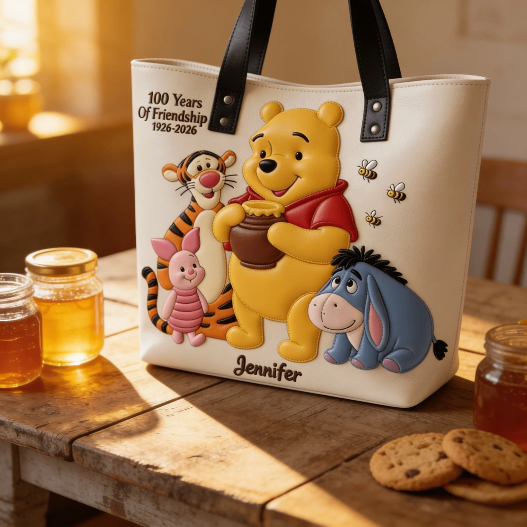 DSNY 100th Anniversary Honey Bear With Friends - Personalized Tote Bag - Gift For Movie Fans - Image 5