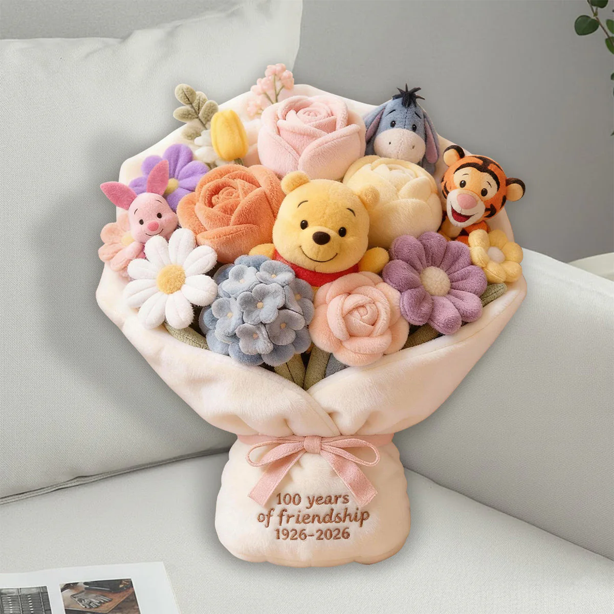 DSNY Honey Bear 100 Years Of Friendship Bouquet - Personalized Custom Shaped Pillow - Anniversary Gift For Movie Fans NL122 - Image 7