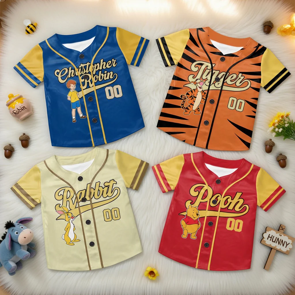 DSNY Honey Bear 100 Years Of Friendship - Personalized Baseball Jersey For Kids, Youth, Adult - Gift For Movie Fans, Family Matching