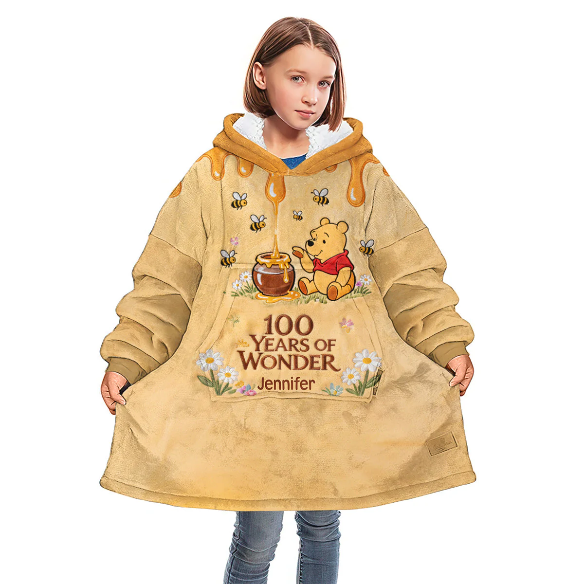 DSNY Honey Bear 100 Years Of Wonder - Personalized Blanket Hoodie - Gift For Movie Fans NL122 - Image 3