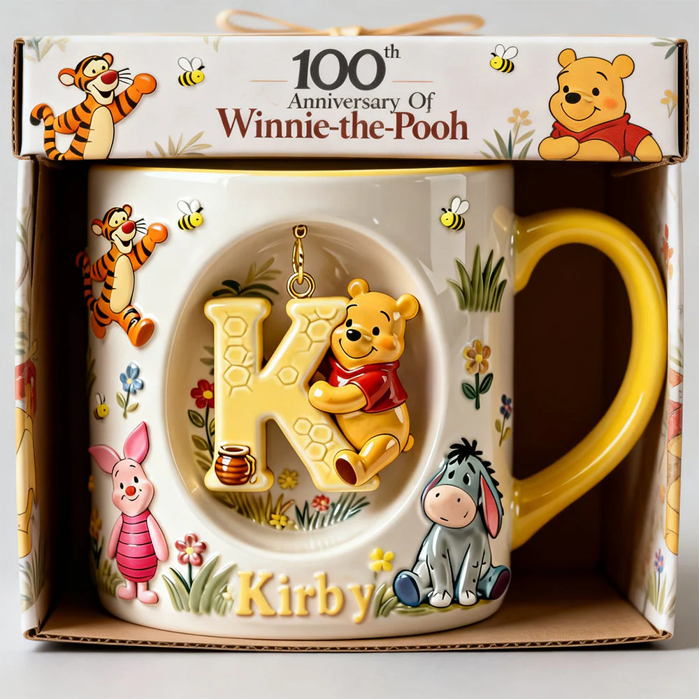 DSNY Honey Bear Anniversary 100 Years Of Friendship - Personalized Initial Alphabet Accent Mug - Gift For Movie Fans HH01 - Image 3