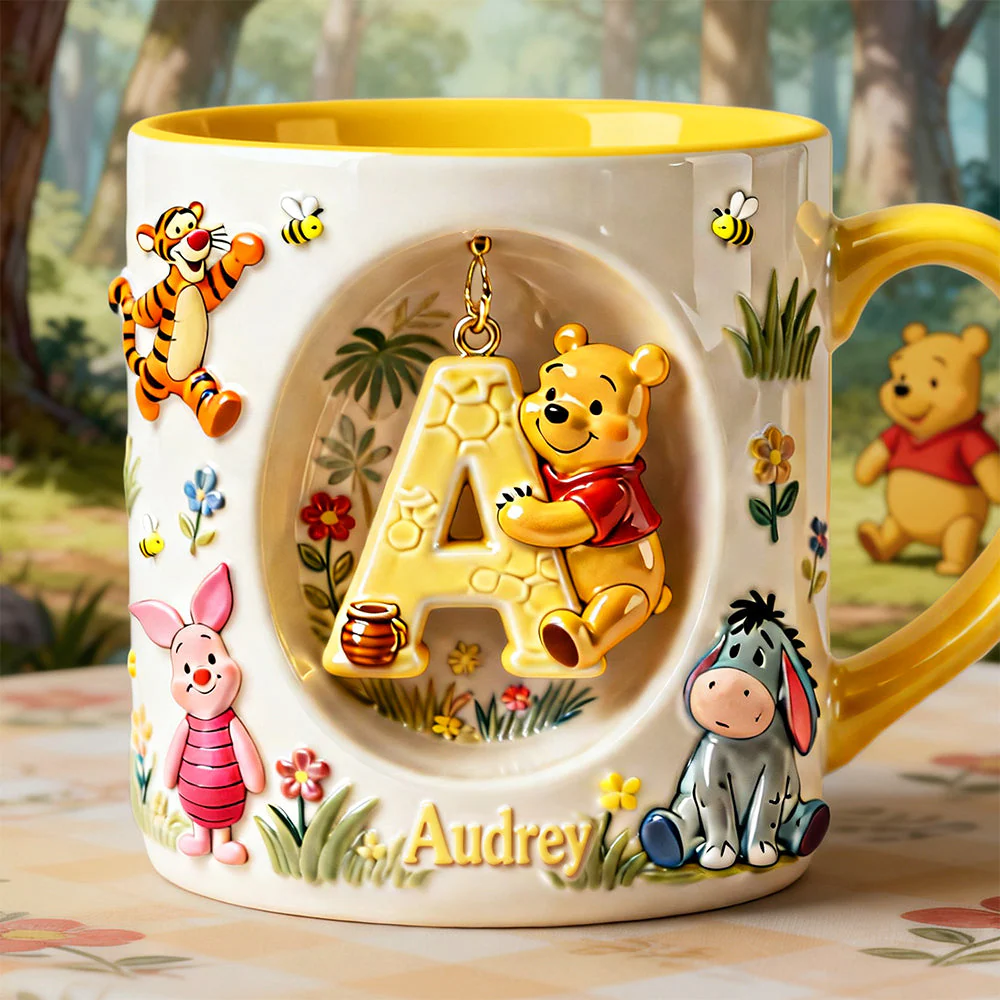 DSNY Honey Bear Anniversary 100 Years Of Friendship - Personalized Initial Alphabet Accent Mug - Gift For Movie Fans HH01 - Image 4