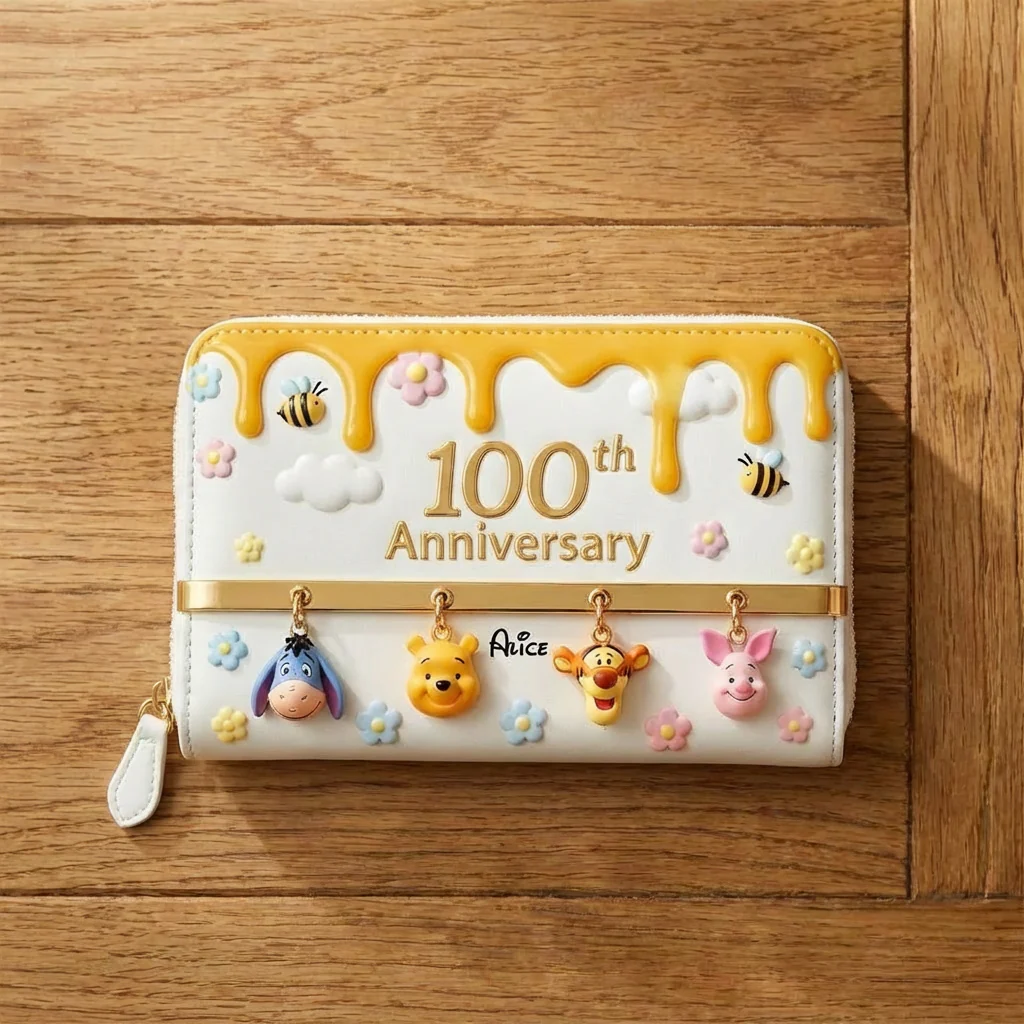 DSNY Honey Bear Anniversary 100 Years Of Friendship - Personalized Leather Handbag And Long Wallet - Gift For Movie Fans NL122 - Image 5