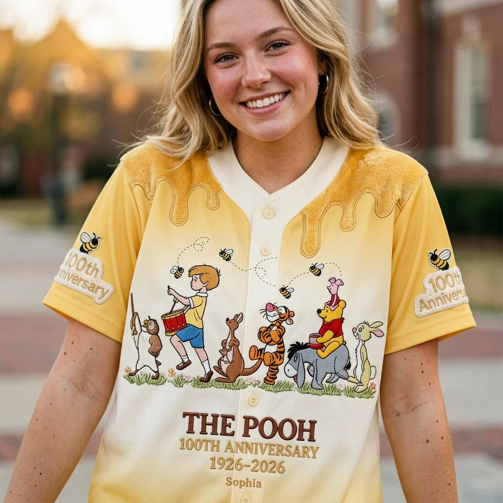 DSNY Honey Bear Celebrate 100 Years Of Friendship - Personalized Baseball Jersey - Anniversary Gift For Movie Fans NL122 - Image 3