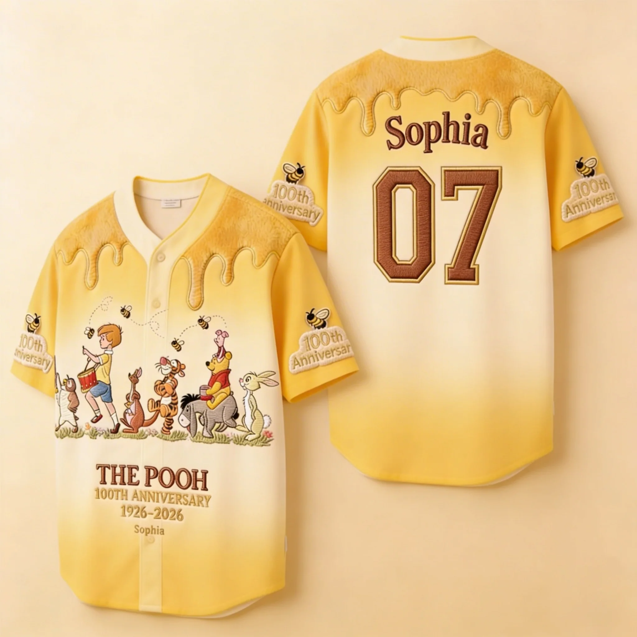 DSNY Honey Bear Celebrate 100 Years Of Friendship - Personalized Baseball Jersey - Anniversary Gift For Movie Fans NL122 - Image 4