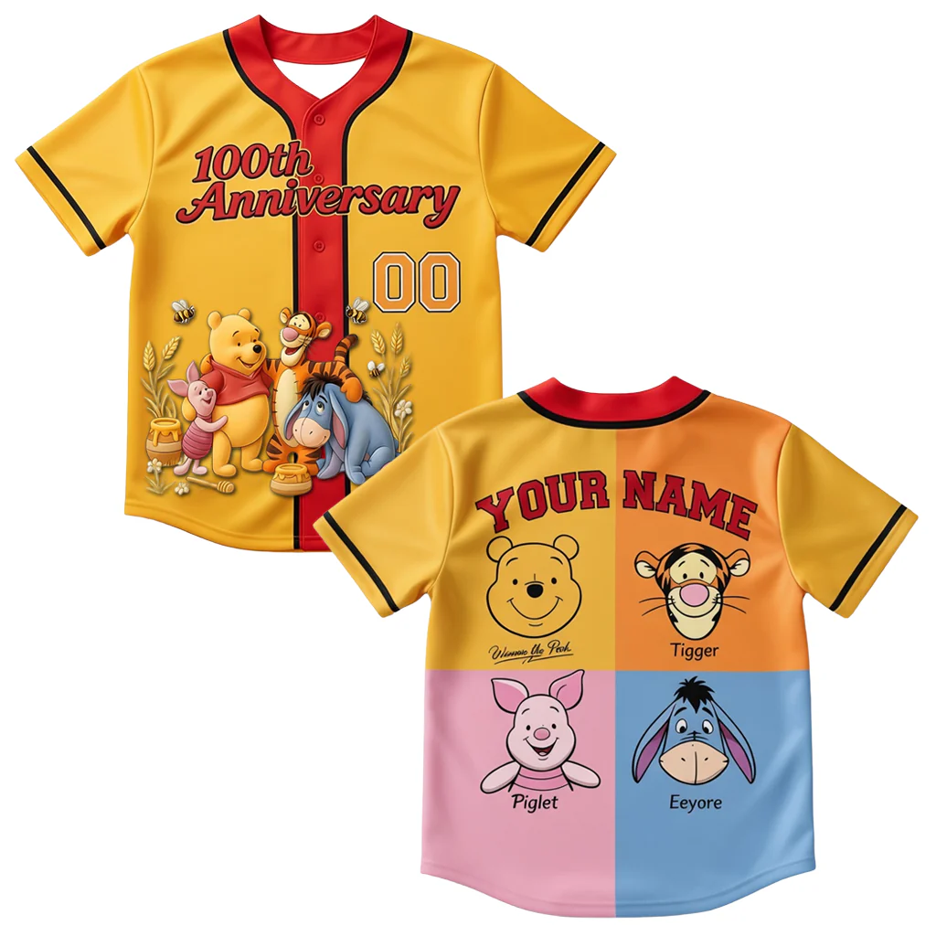DSNY Honey Bear Celebrate 100 Years Of Friendship - Personalized Baseball Jersey For Kids, Adult - Gift For Movie Fans HH01 - Image 4