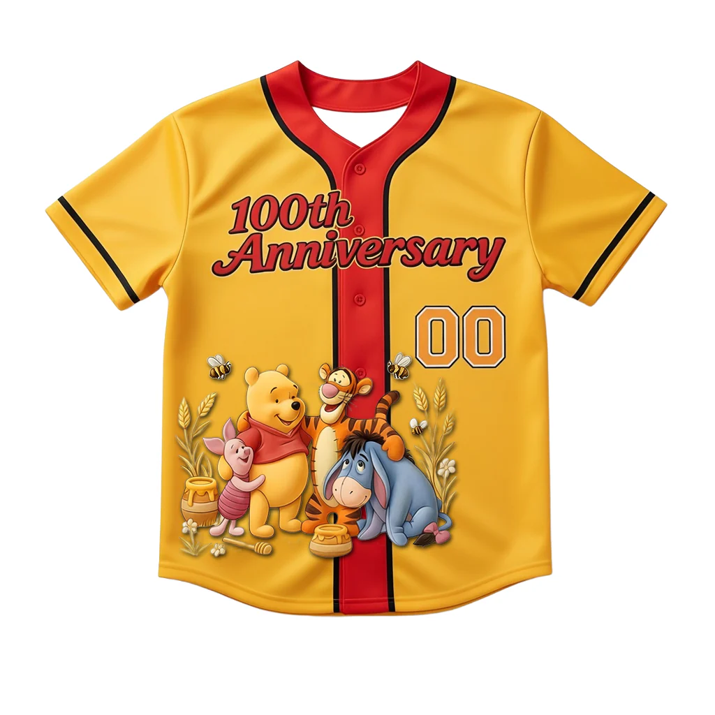 DSNY Honey Bear Celebrate 100 Years Of Friendship - Personalized Baseball Jersey For Kids, Adult - Gift For Movie Fans HH01 - Image 5