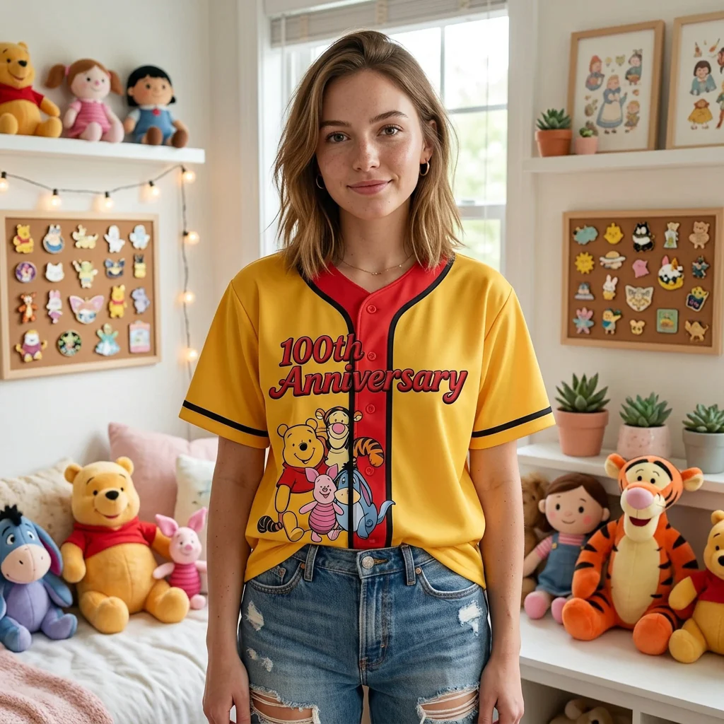 DSNY Honey Bear Celebrate 100 Years Of Friendship - Personalized Baseball Jersey For Kids, Adult - Gift For Movie Fans NL122 - Image 2