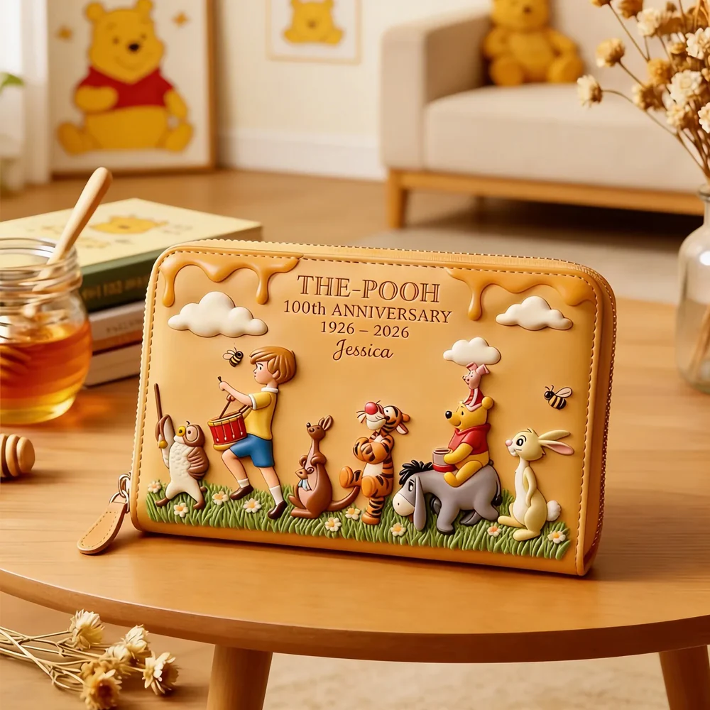 DSNY Honey Bear Celebrate 100 Years Of Friendship - Personalized Leather Long Wallet - Anniversary Gift For Movie Fans NL122 - Image 2