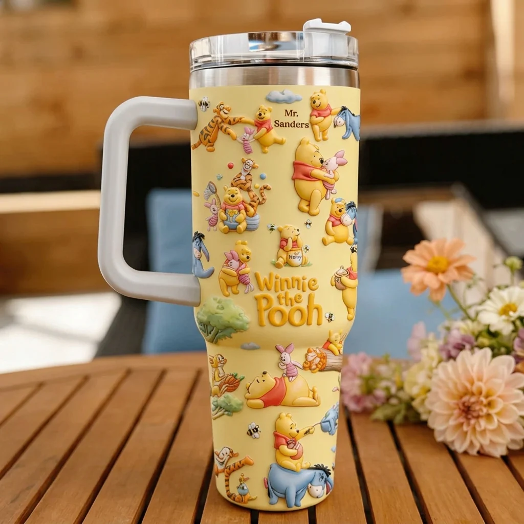 DSNY Honey Bear Celebrate 100 Years Of Friendship - Personalized Tumbler With Handle - Gift For Movie Fans NL122 - Image 2