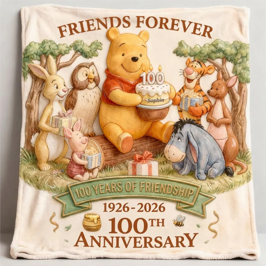 DSNY Honey Bear Celebrate 100th Years Of Friends Forever - Personalized Blanket - Gift For Movie Fans NL122