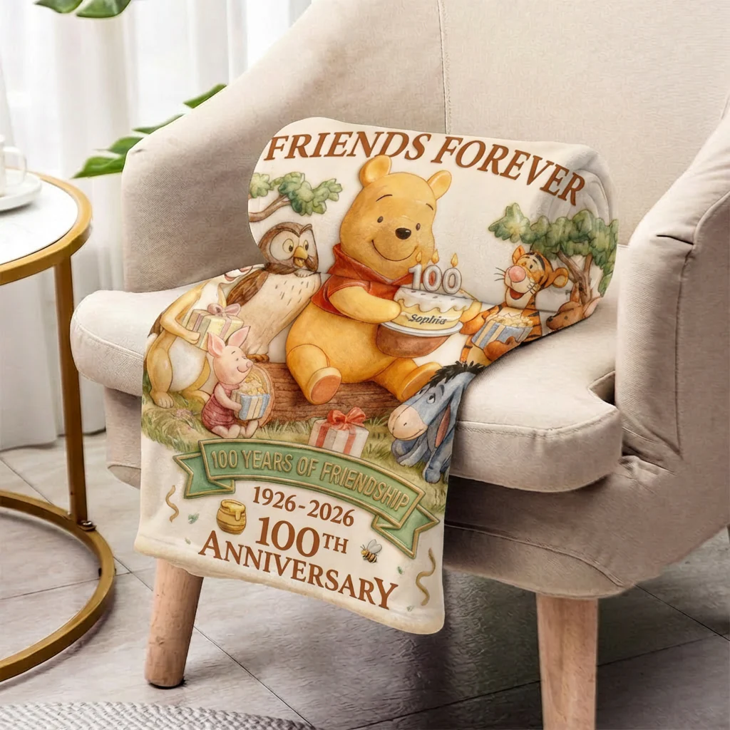 DSNY Honey Bear Celebrate 100th Years Of Friends Forever - Personalized Blanket - Gift For Movie Fans NL122 - Image 3