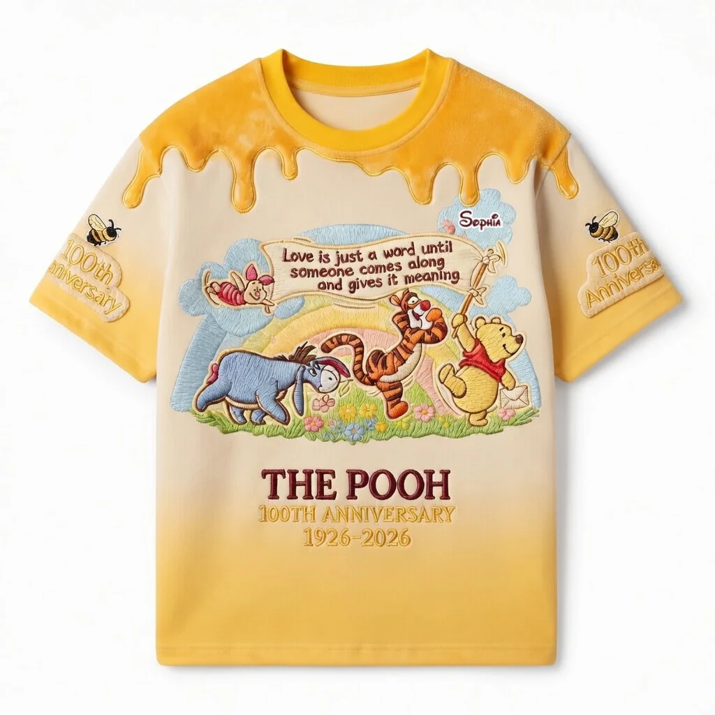 DSNY Honey Bear Celebrate Our 100th Anniversary Love Is Just A Word - Personalized All Over Shirt - Gift For Movie Fans HH01 - Image 2