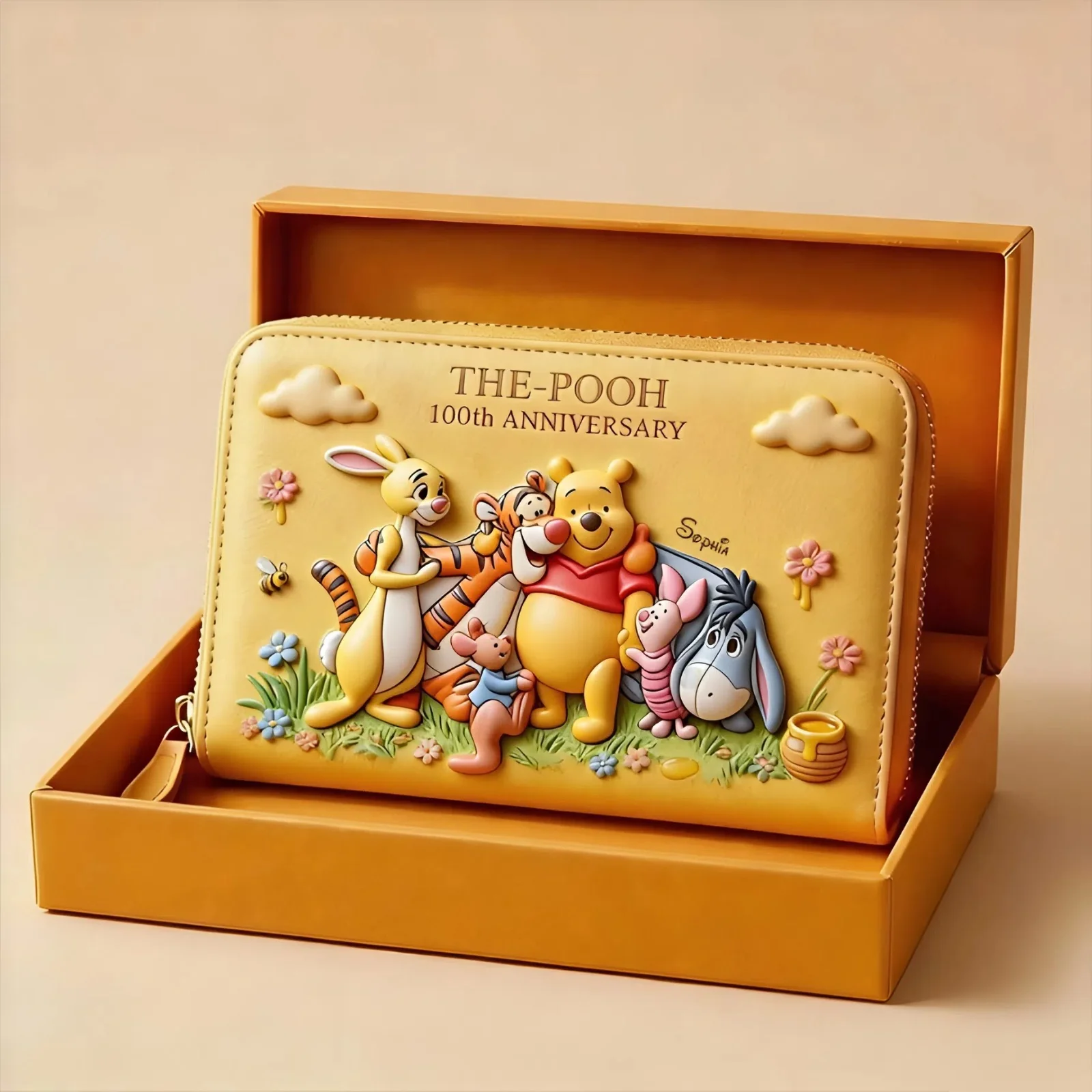 DSNY Honey Bear Celebrate Our 100th Anniversary - Personalized Leather Long Wallet - Gift For Movie Fans HH01 - Image 2