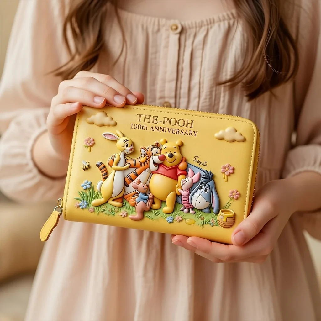 DSNY Honey Bear Celebrate Our 100th Anniversary - Personalized Leather Long Wallet - Gift For Movie Fans HH01 - Image 4