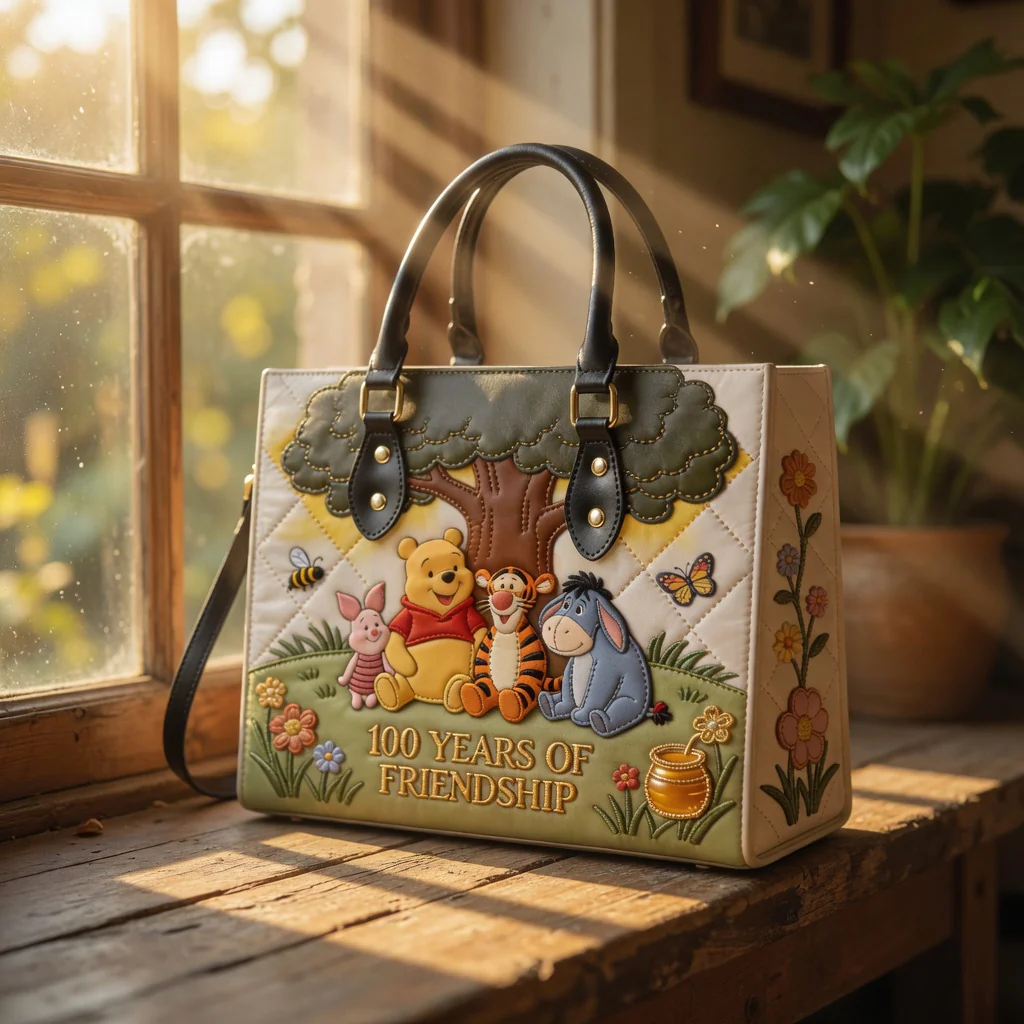 DSNY Honey Bear Celebrating 100 Years Of Friendship - Personalized Leather Bag - Anniversary Gift For Her, Movie Fans NL122 - Image 2