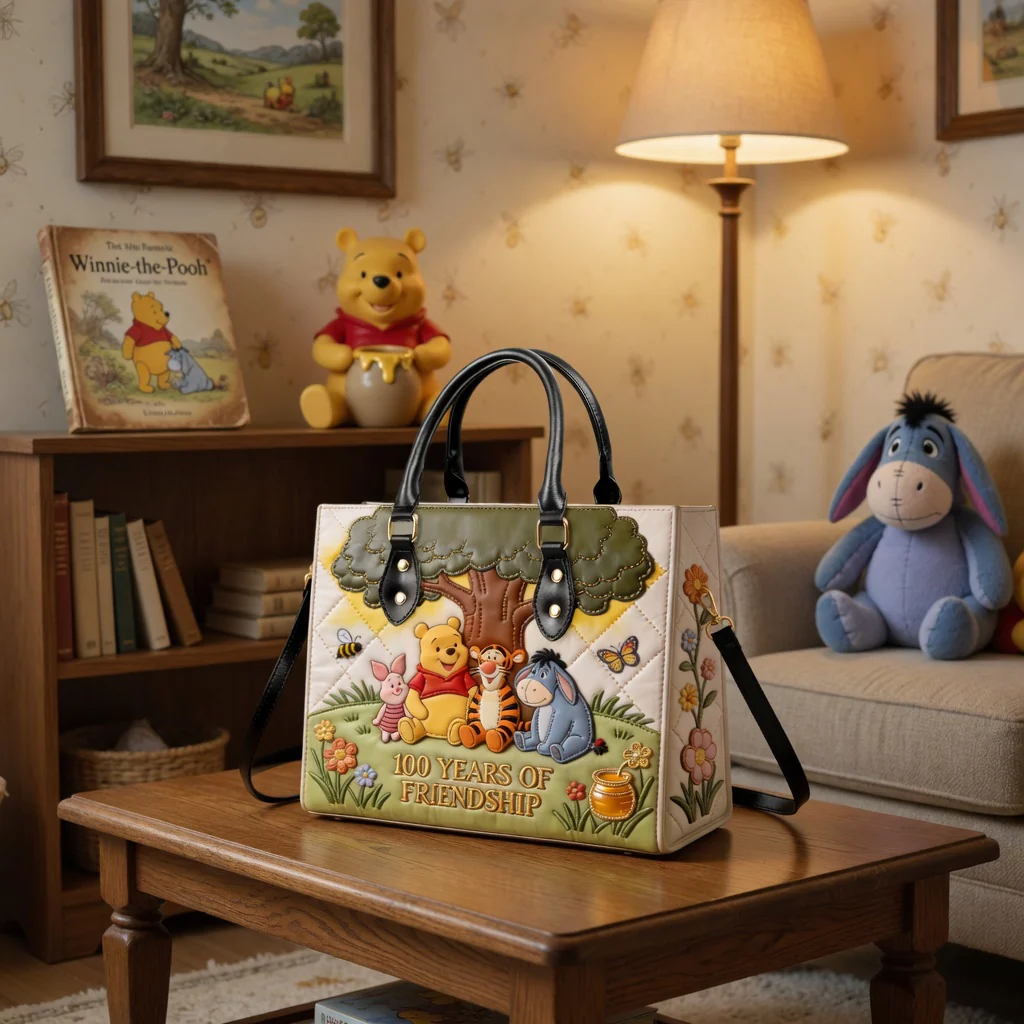 DSNY Honey Bear Celebrating 100 Years Of Friendship - Personalized Leather Bag - Anniversary Gift For Her, Movie Fans NL122 - Image 3