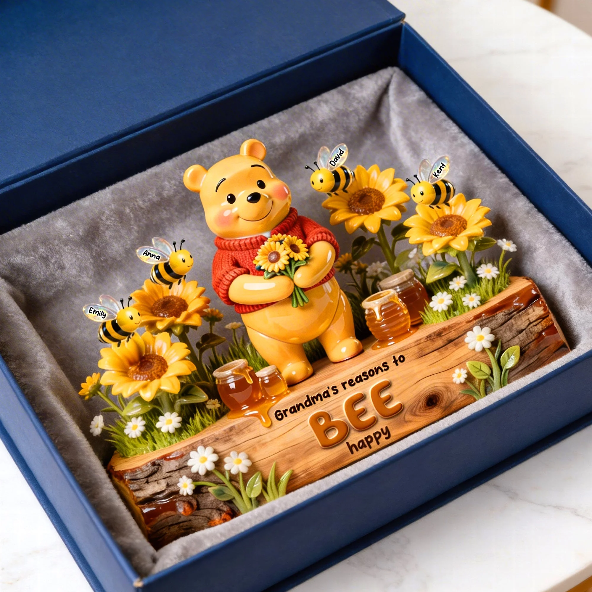 DSNY Honey Bear Grandma's Reasons To Bee Happy - Personalized Acrylic Plaque - Gift For Grandma, Kids, Movie Fans HH01 - Image 3