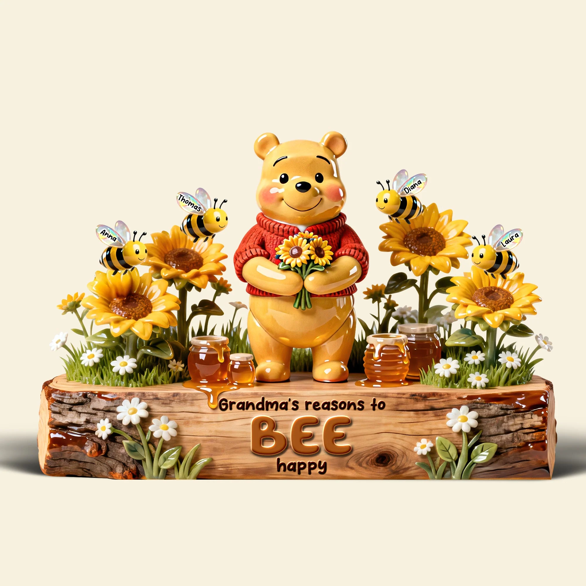 DSNY Honey Bear Grandma's Reasons To Bee Happy - Personalized Acrylic Plaque - Gift For Grandma, Kids, Movie Fans HH01 - Image 4
