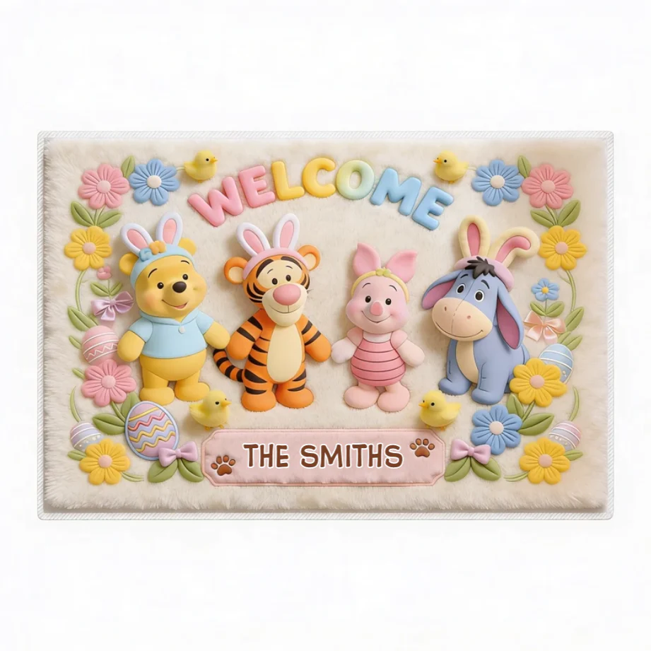 DSNY Honey Bear Happy Easter - Personalized Door Mat - Gift For Family, Fan Movies HH01 - Image 4
