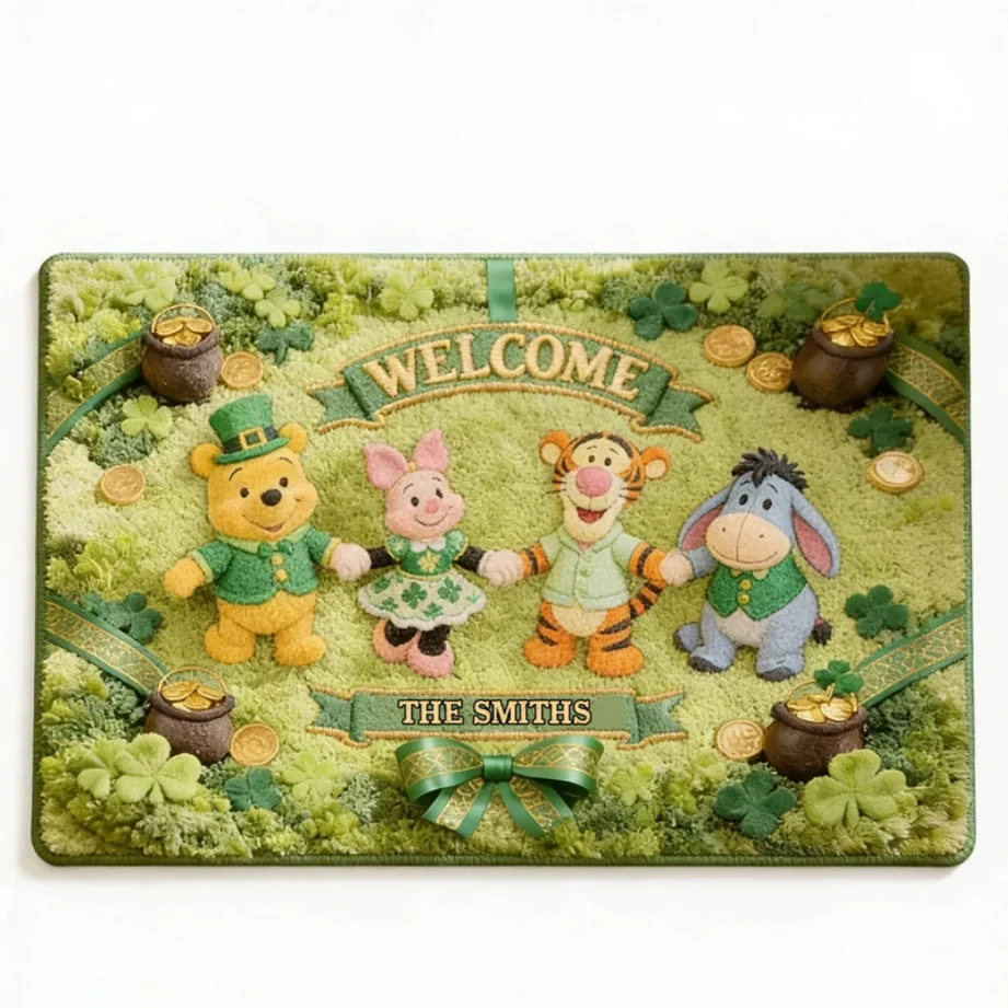 DSNY Honey Bear Happy St. Patrick's Day - Personalized Door Mat - Gift For Family, Fan Movies HH01 - Image 3