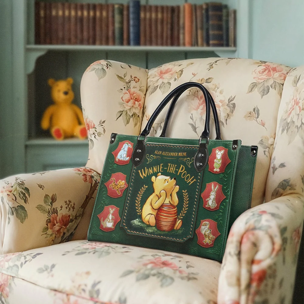 DSNY Honey Bear Vintage Book Cover Style - Personalized Leather Handbag And Long Wallet - Gift For Movie Fans | HN02 - Image 3