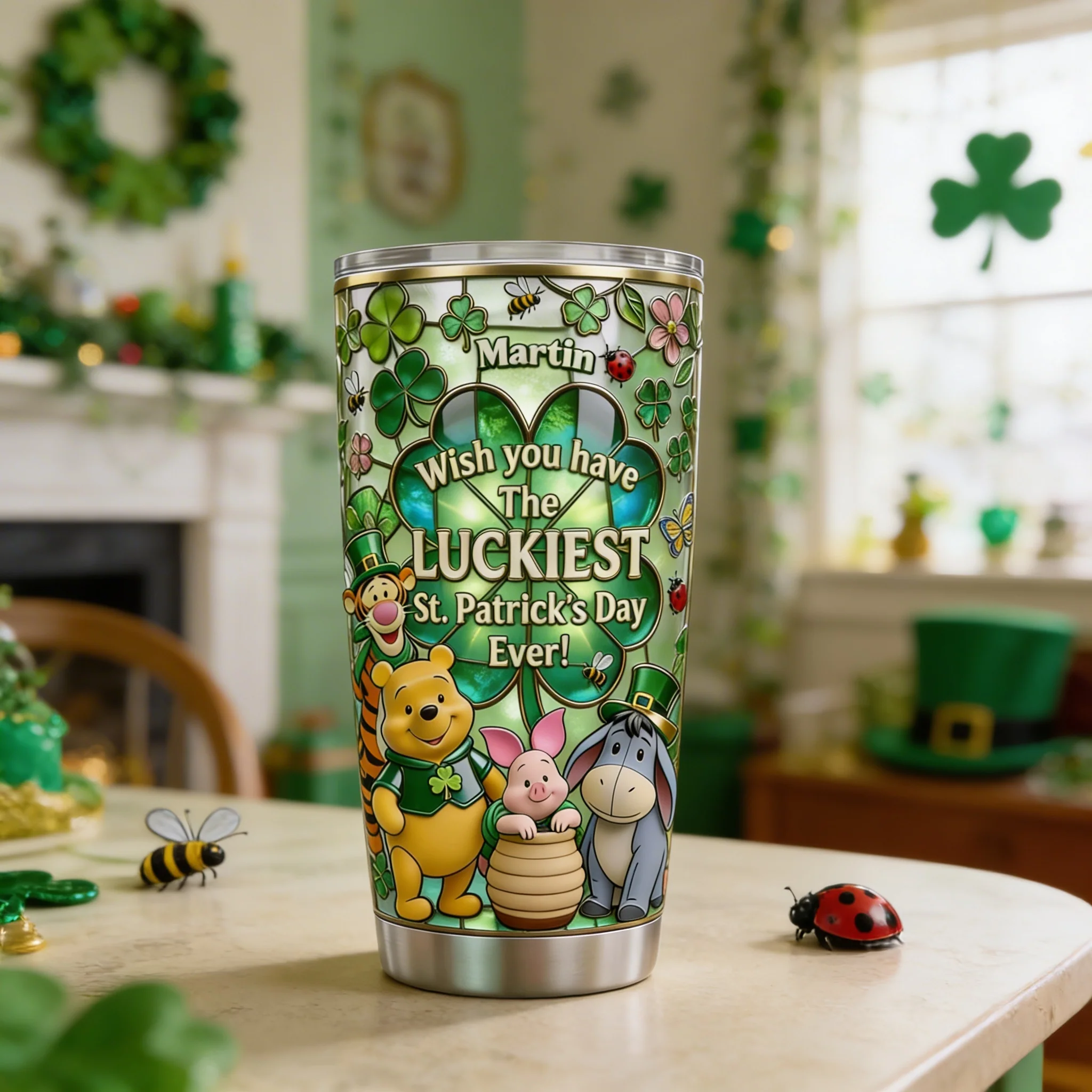 DSNY Honey Bear Wish You Have The Luckiest - Personalized Tumbler - Gift For Movie Fans, St. Patrick's Day NL122 - Image 2