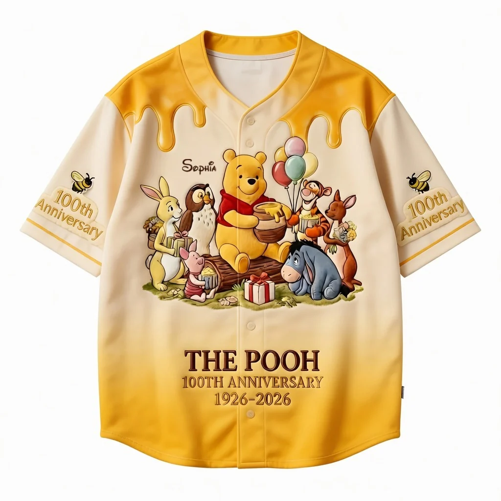 DSNY Honey Bear With Friends 100th Anniversary - Personalized Baseball Jersey - Gift For Fan Movies HH01 - Image 4