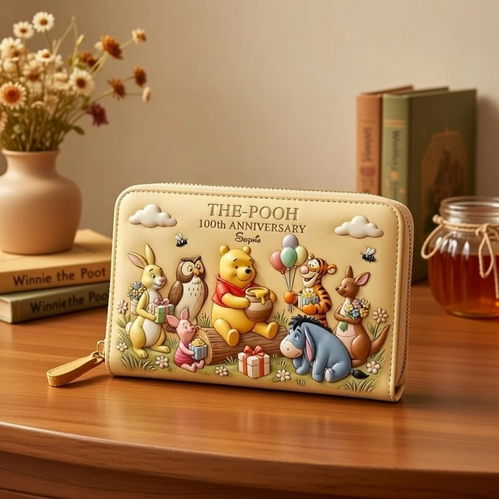 DSNY Honey Bear With Friends 100th Anniversary - Personalized Leather Handbag And Long Wallet - Gift For Fan Movies HH01 - Image 5