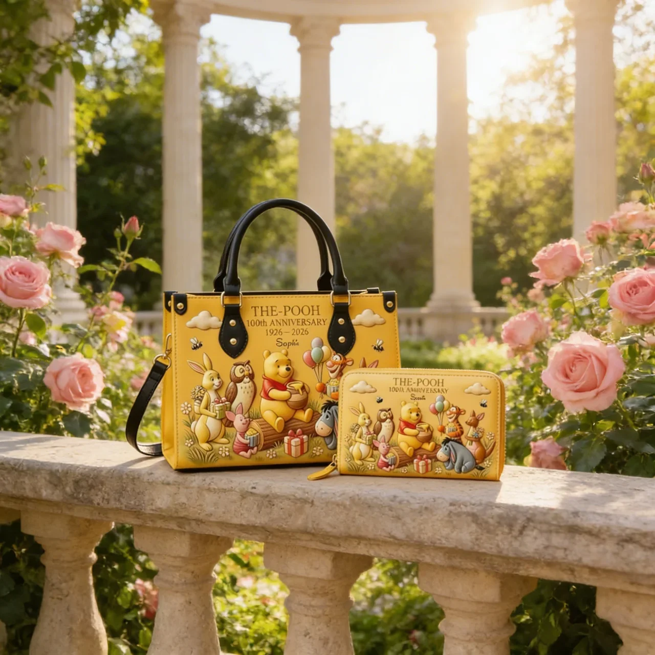 DSNY Honey Bear With Friends 100th Anniversary - Personalized Leather Handbag And Long Wallet - Gift For Fan Movies HH01 - Image 6
