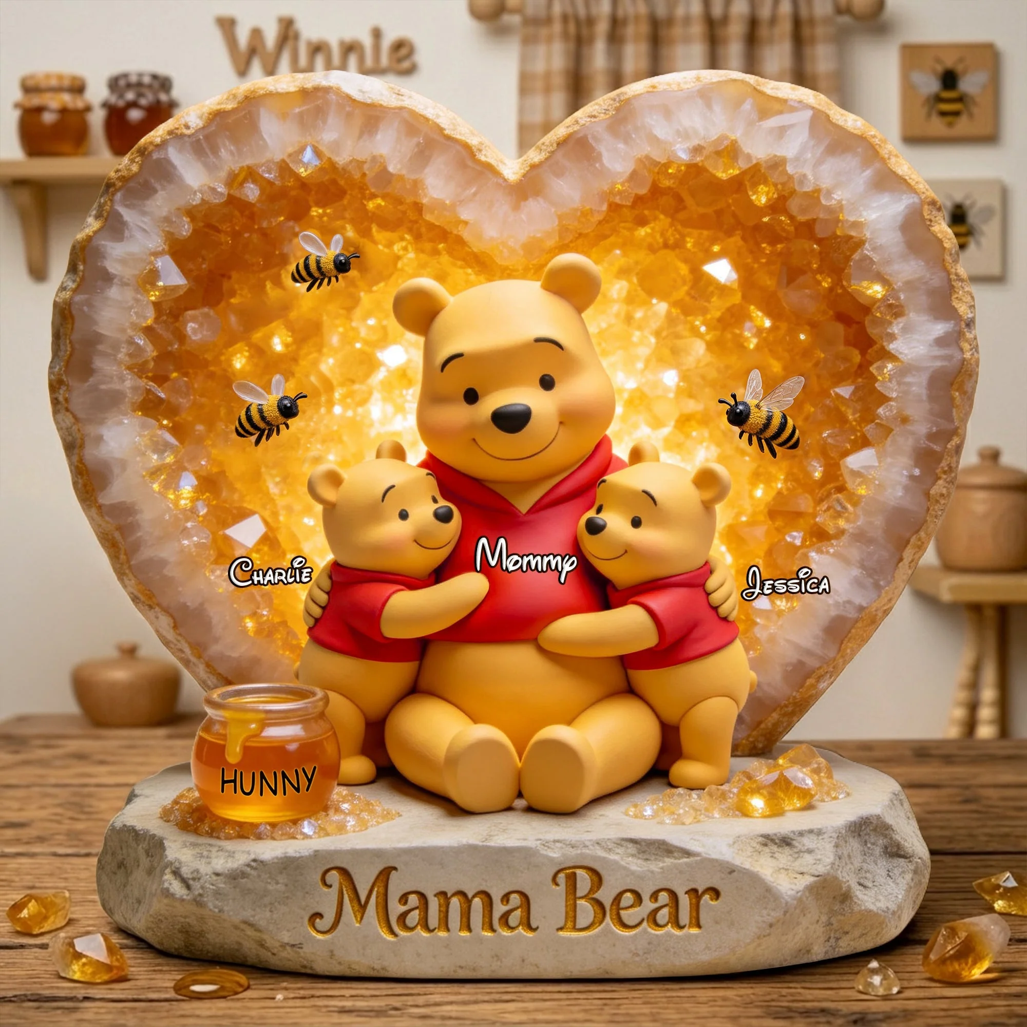 DSNY Honey Mama Bear - Personalized Custom Shaped Plaque - Gift For Mom, Movie Fans