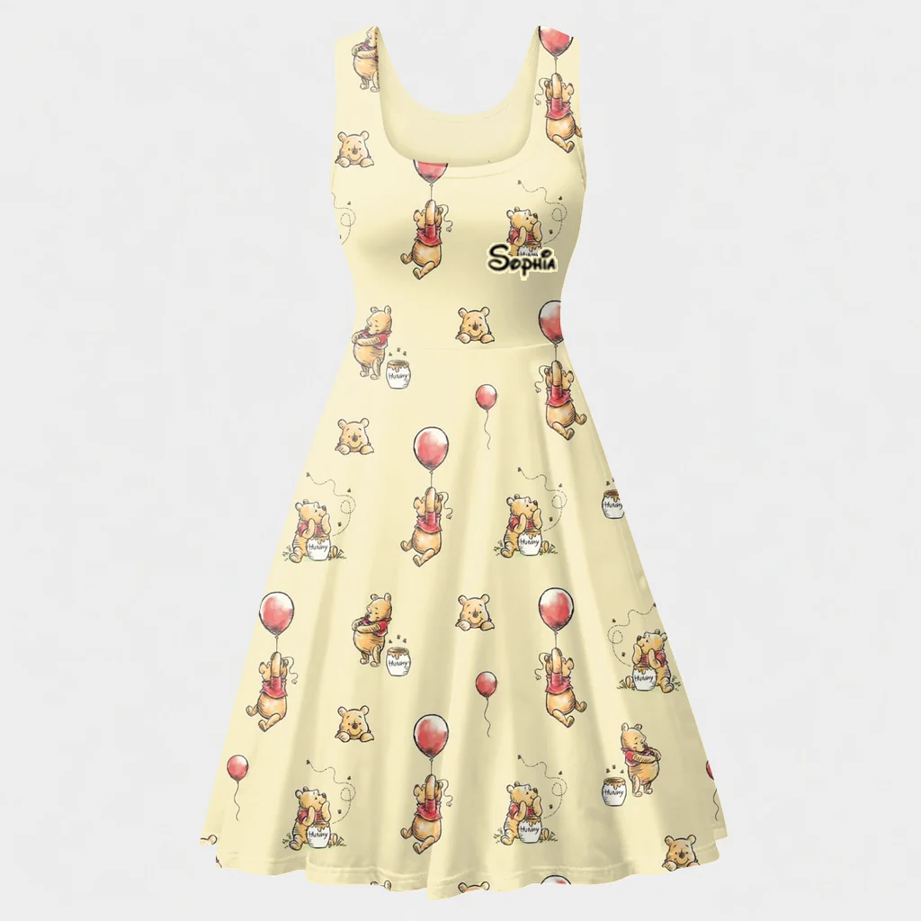 DSNY Just A Girl Who Loves Honey Bear - Celebrate 100th Anniversary - Personalized Skater Dress - Gift For Her, Movie Fans HH01 - Image 4