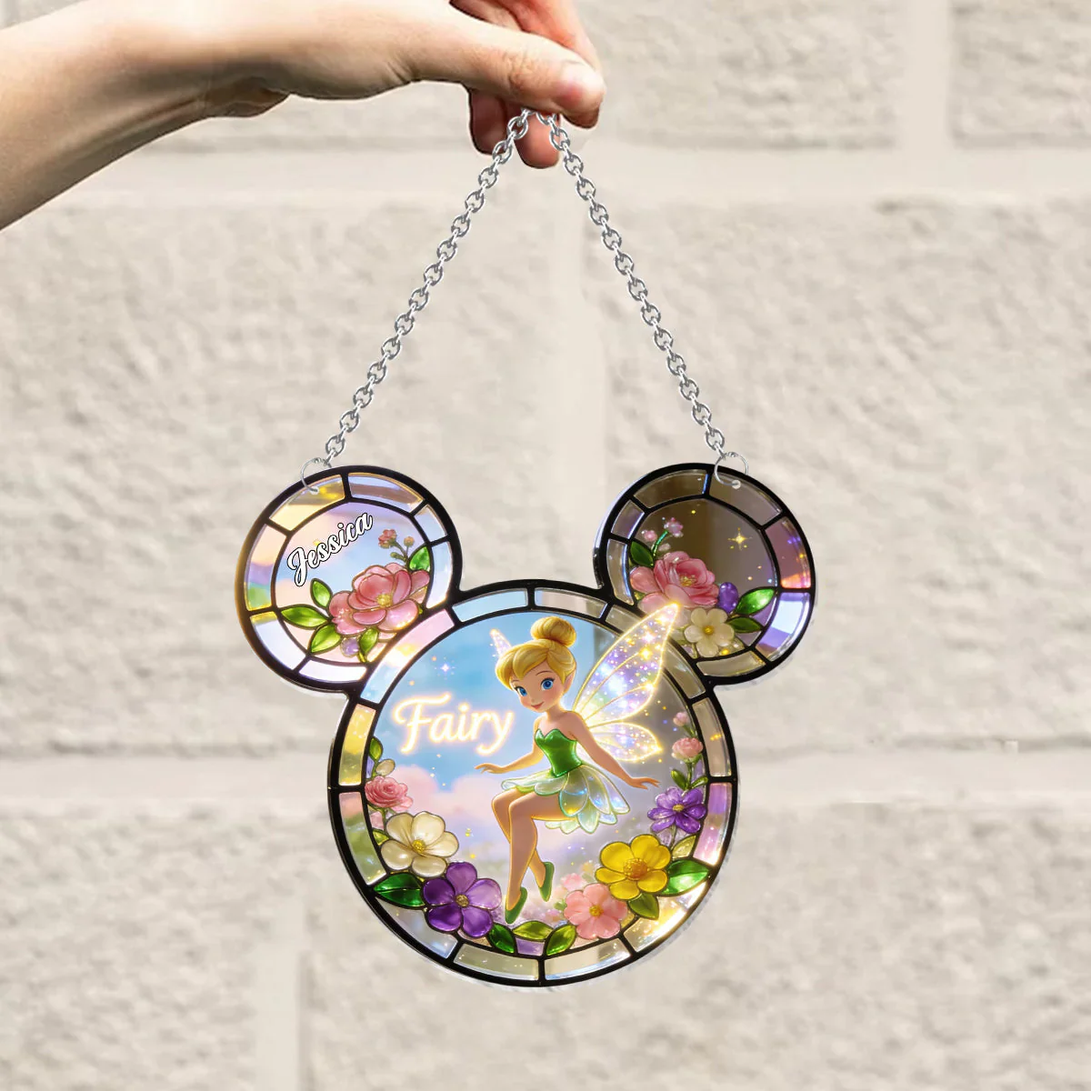 DSNY Just Loves Flying Fairy - Personalized Window Hanging Suncatcher Ornament - Gift For Fan Movies - Image 3
