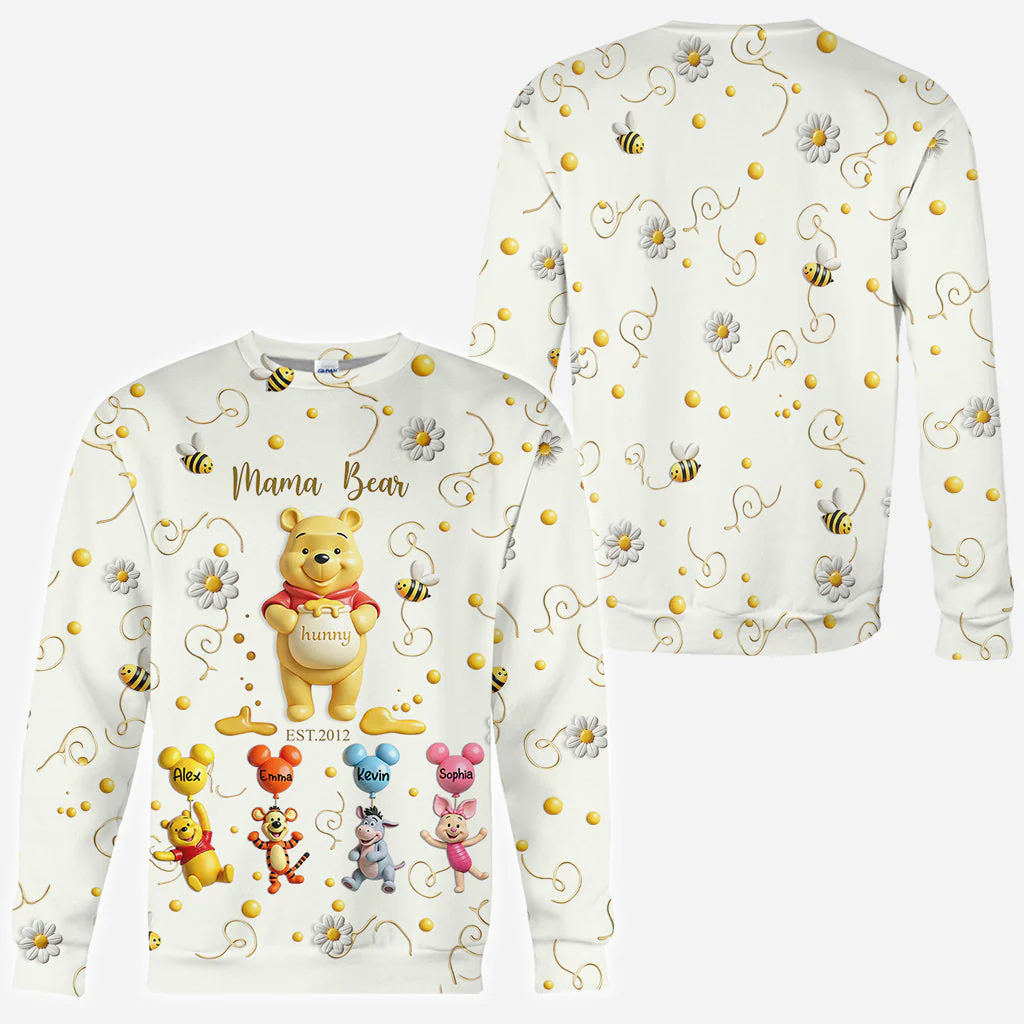 DSNY Mama Honey Bear - Personalized All Over Shirt - Gift For Mom, Grandma NL122 - Image 2