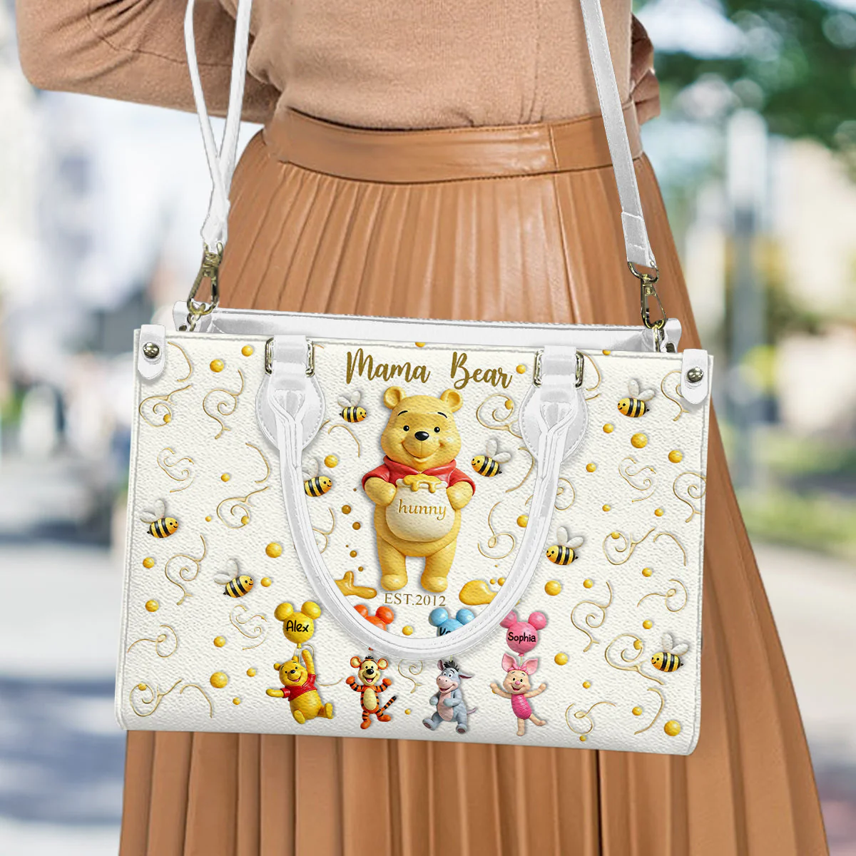 DSNY Mama Honey Bear - Personalized Leather Bag - Gift For Mom, Grandma NL122 - Image 2