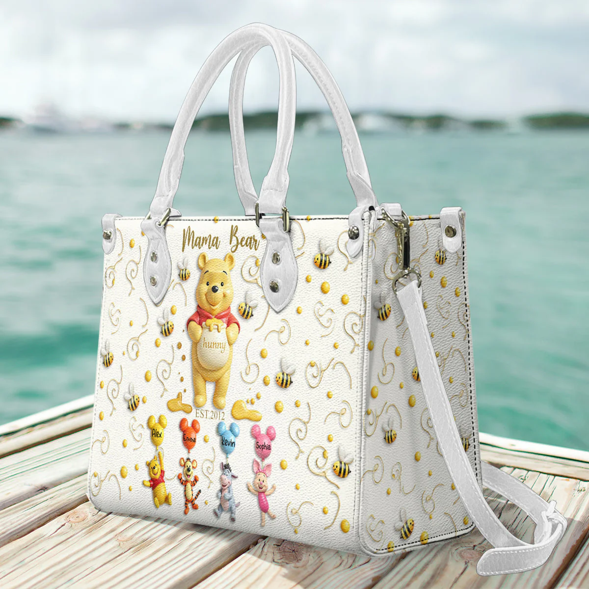 DSNY Mama Honey Bear - Personalized Leather Bag - Gift For Mom, Grandma NL122 - Image 3