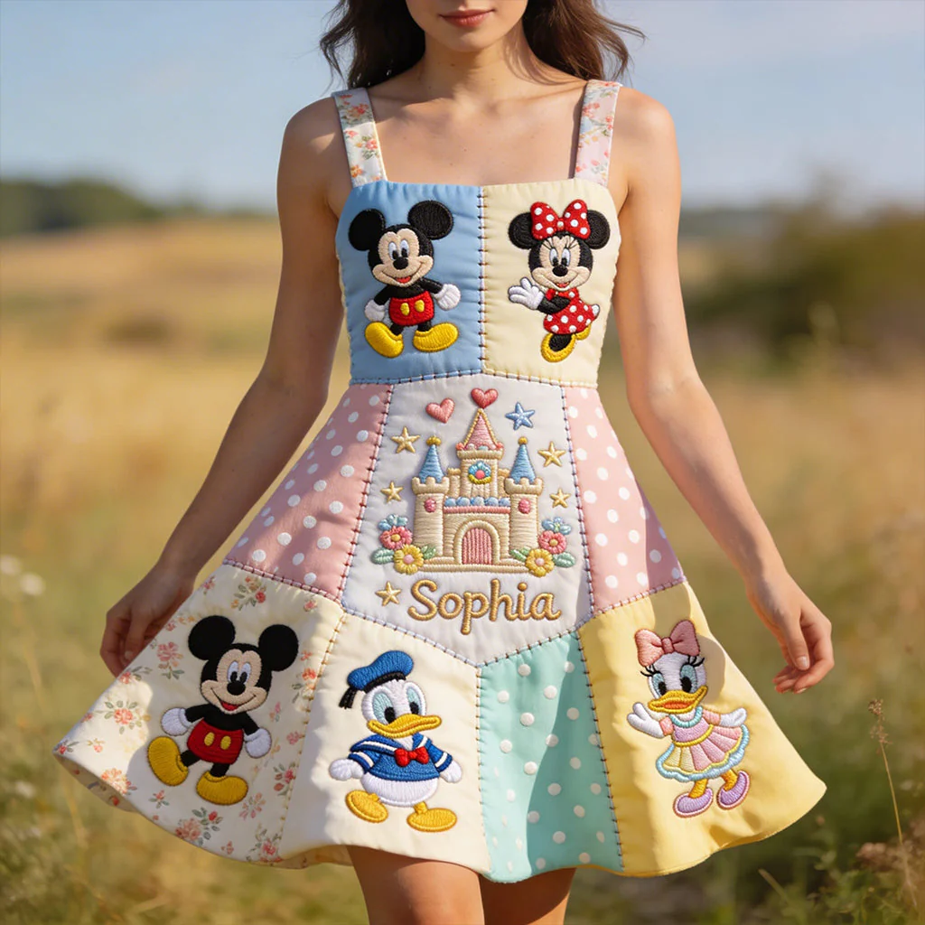 DSNY MkMo Just Love Magic Mouse - Personalilzed Skater Dress - Gift For Her, Movie Fans NL122