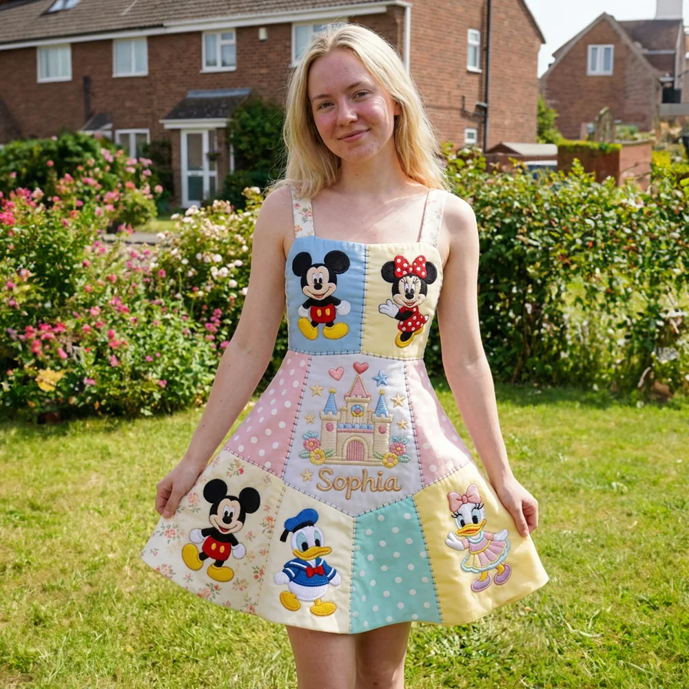 DSNY MkMo Just Love Magic Mouse - Personalilzed Skater Dress - Gift For Her, Movie Fans NL122 - Image 3