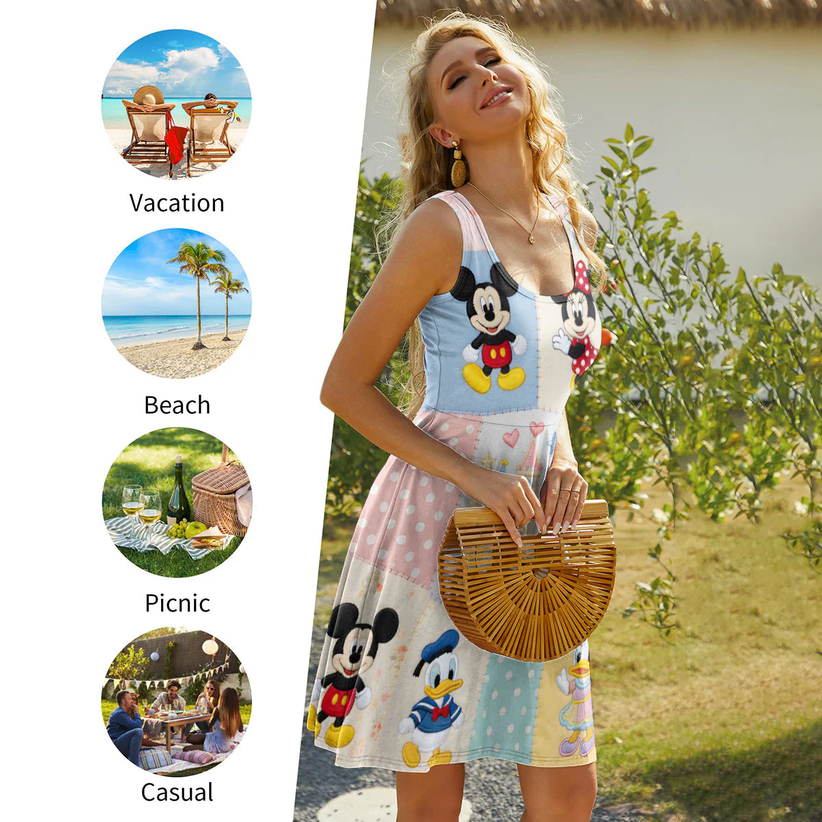 DSNY MkMo Just Love Magic Mouse - Personalilzed Skater Dress - Gift For Her, Movie Fans NL122 - Image 5