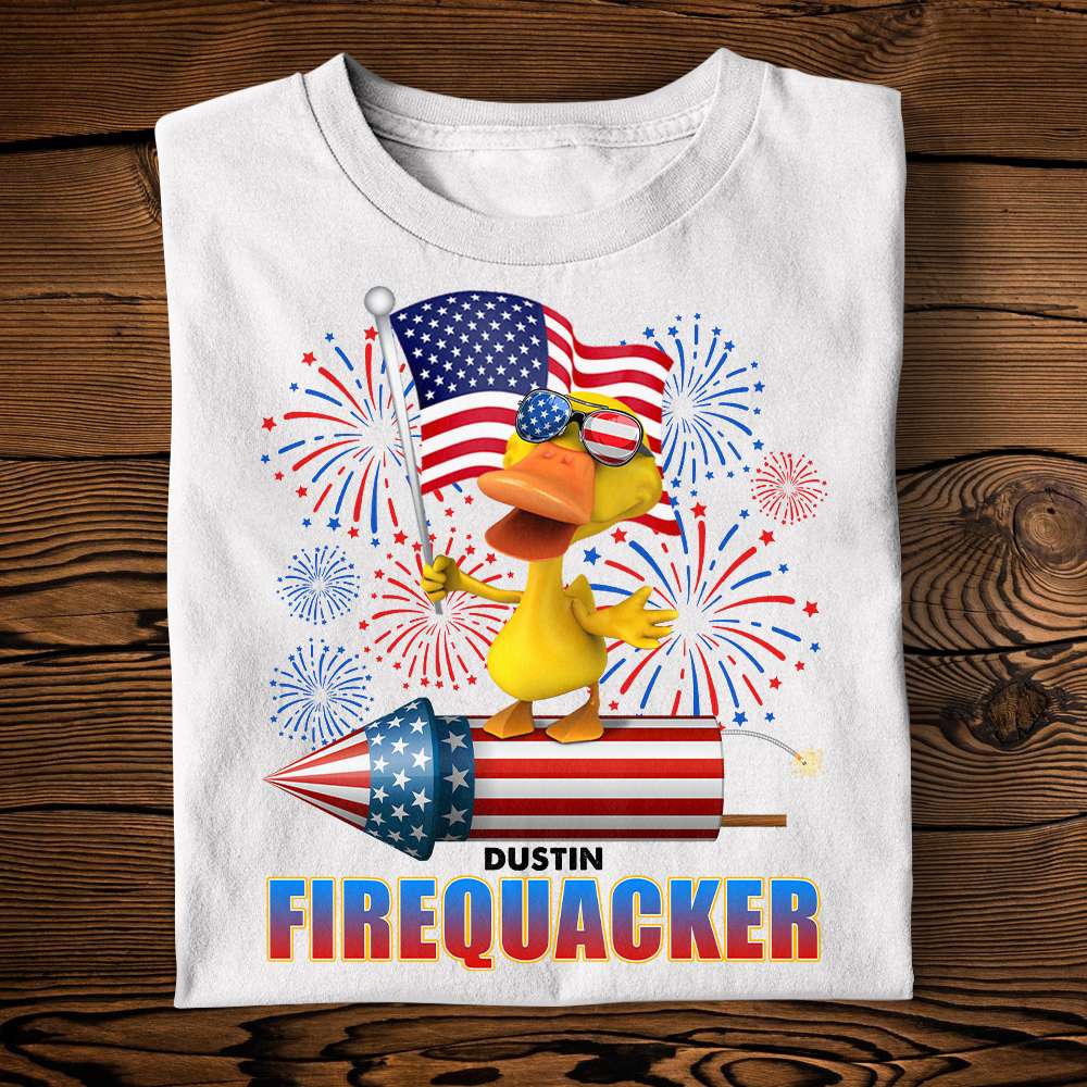 Duck Independence Day Firequacker - Personalized T-shirt - Gift For Patriotic HN02 - Image 4
