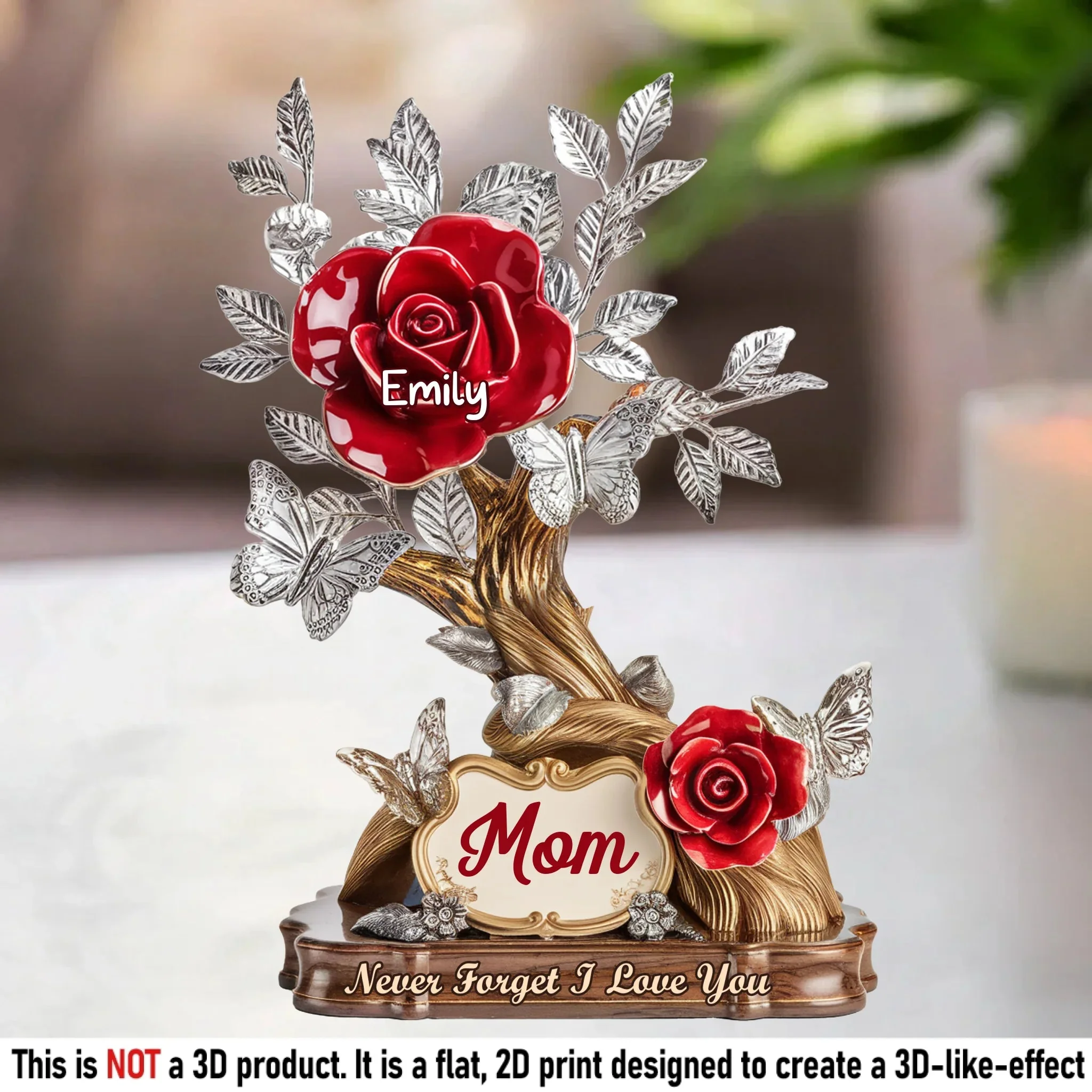 Each Rose A Piece Of Her Heart - Personalized Shape Acrylic Plaque - Gift For Mom, Grandma HN02 - Image 2
