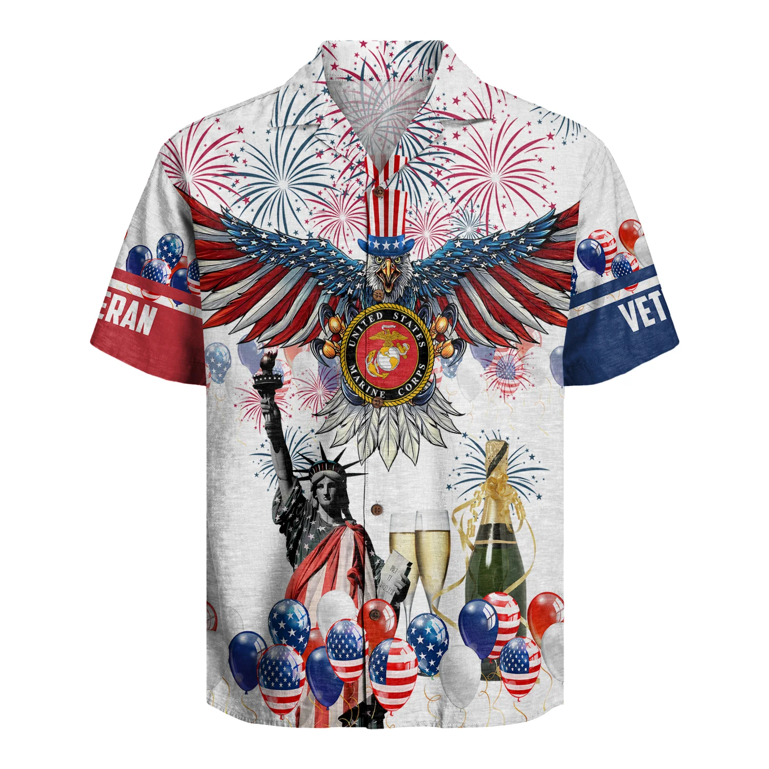 Eagle & Fireworks Military Pride - Hawaiian Shirt -  Patriotic Gift For Veterans | HN02 - Image 2
