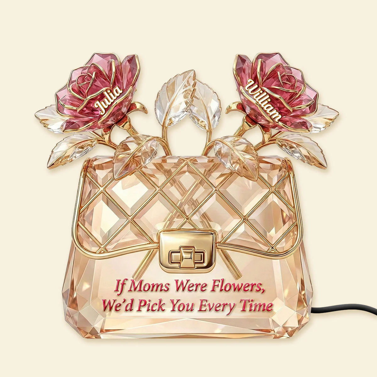 Elegant Flower Bag Style - Personalized Custom Shaped Acrylic Light Box - Gift For Mom, Grandma HN02 - Image 3