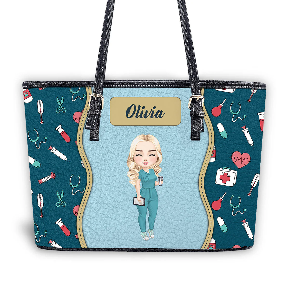 Elegant Nurse - Personalized Leather Tote Bag - Gift For Nurse | NR4 HH01