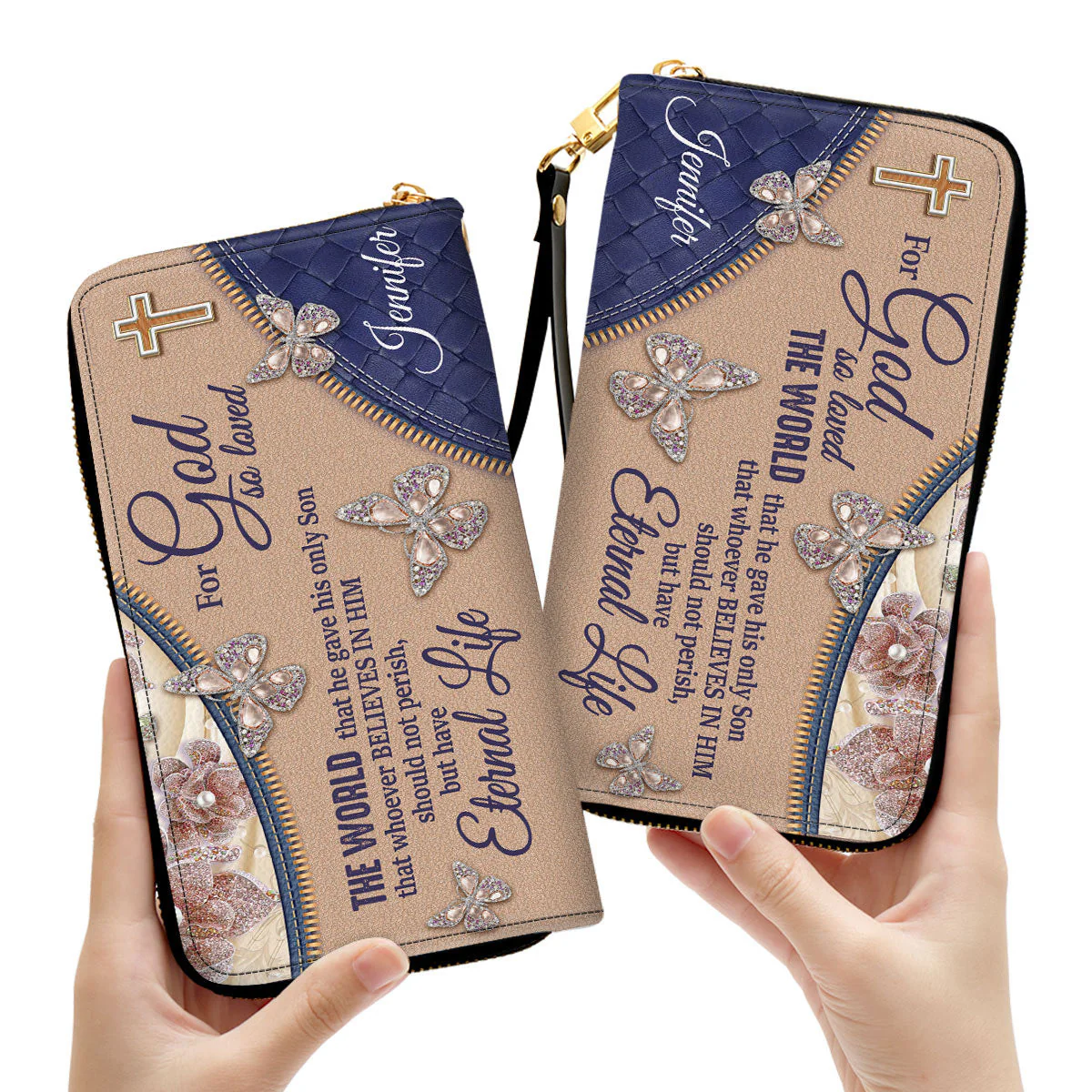 Elegant Personalized Leather Long Wallets - Thoughtful Gift For Christians - Personalized Leather Long Wallets - AT4080738 - Image 3