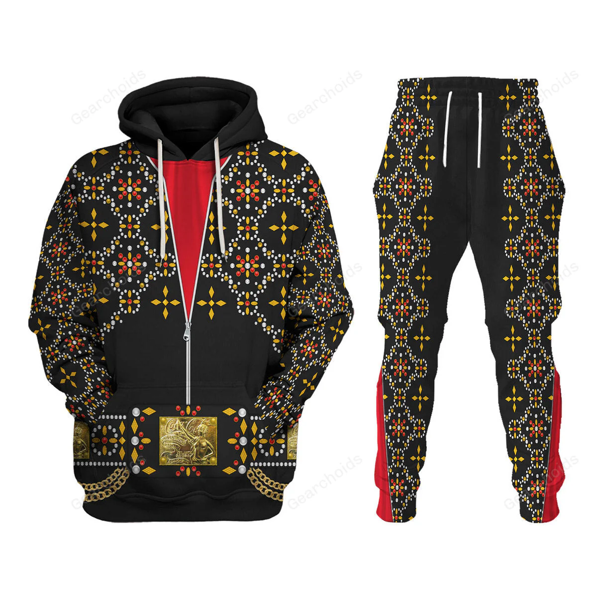 Elvis Black Conquistador Costume Black  - Costume Cosplay Hoodie Sweatshirt Sweatpants CSELV015