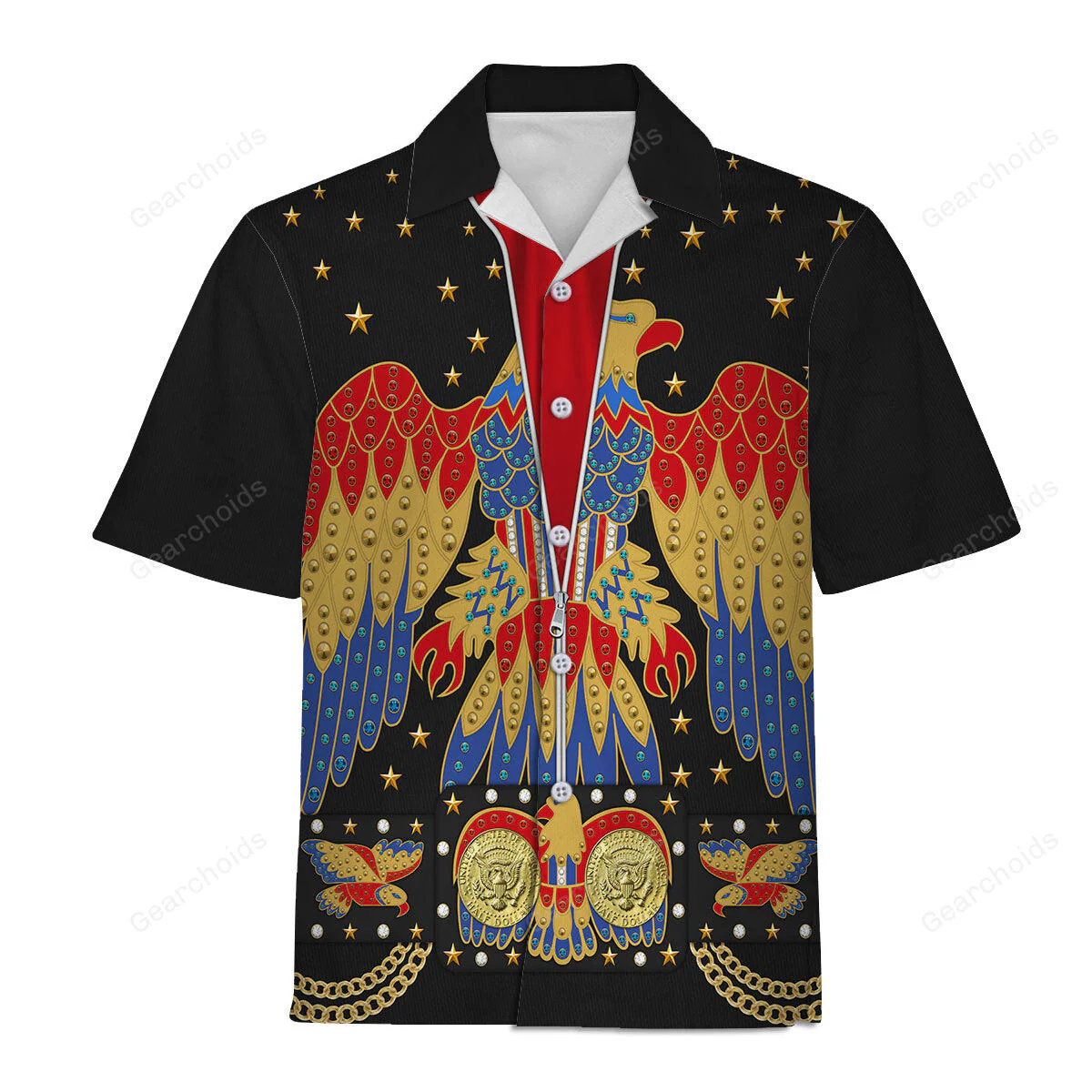 Elvis EAGLE Black - Costume Cosplay Hawaiian Shirt CSELV012